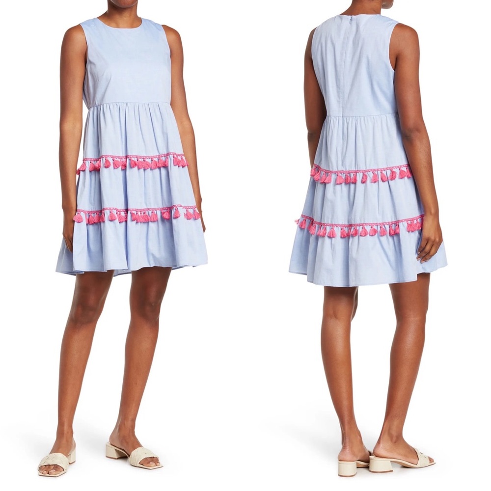 NWT Eliza J Tassel Tiered Cotton Dress